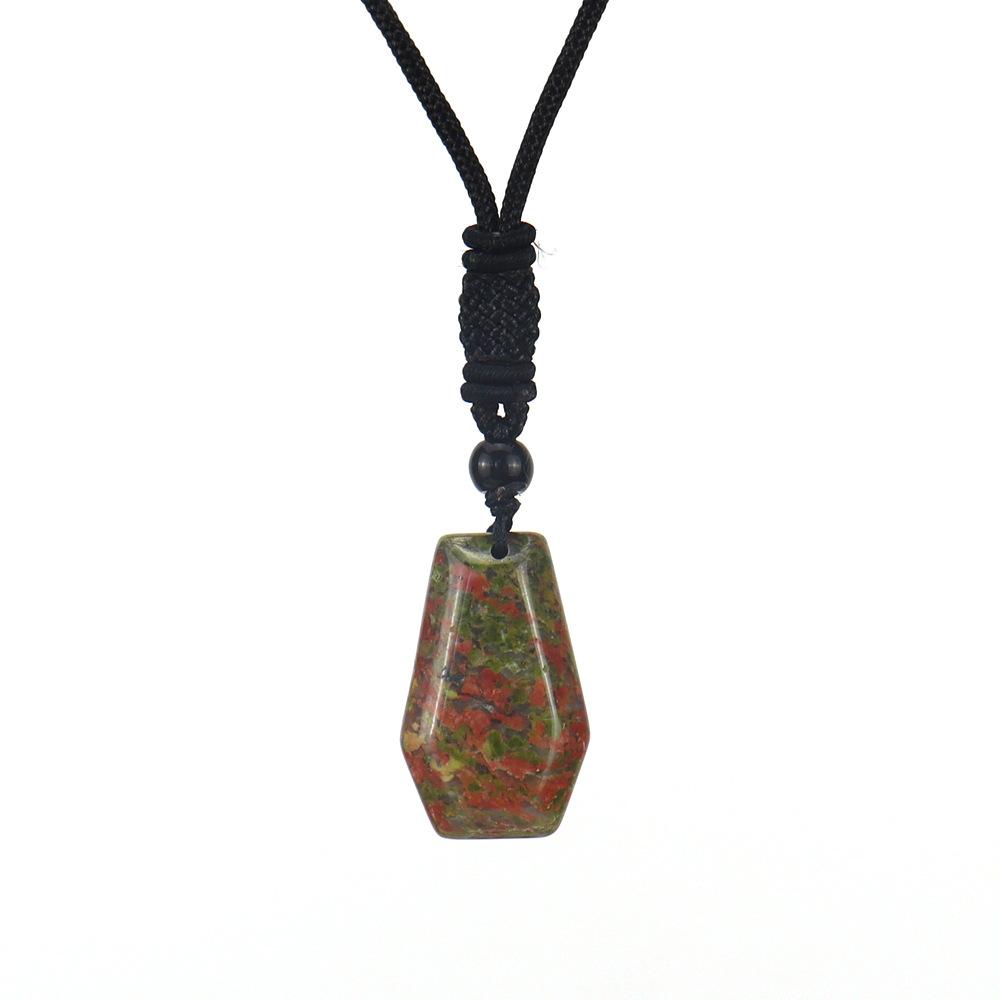 Natural Amethyst Agate Hexahedron Pendant Necklace Rough Stone Gemstone Necklace N615