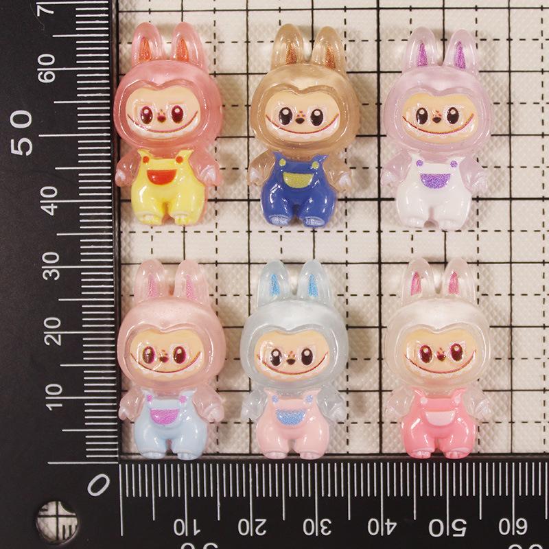 5Pcs Cartoon Cute Luminous  Doll Micro Landscape Mobile Phone Mirrors Diy Resin Decoration Accessories Glow Toy