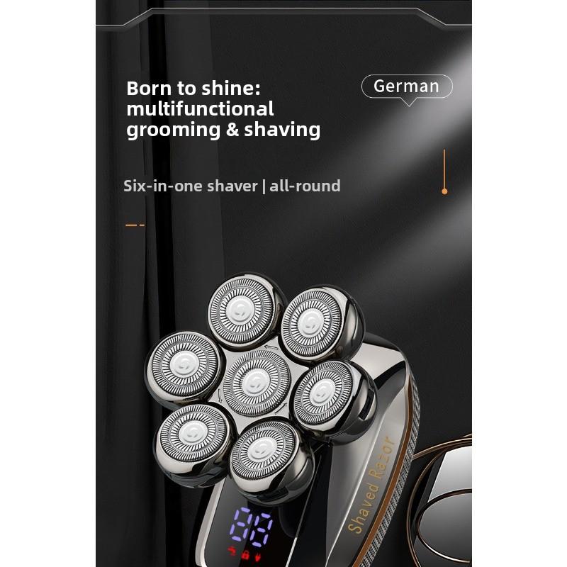 New Smart Men's Electric Shaving Kit with A Clean-shaven Head Design Featuring Seven Blades and Multiple Functions for Shaving