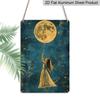 2D Flat 8X12 Inch Metal Wall Art Featuring A Dreamy Night Sky with A Golden Full Moon and A Girl Reaching for A Balloon. This Aluminium Plaque Is