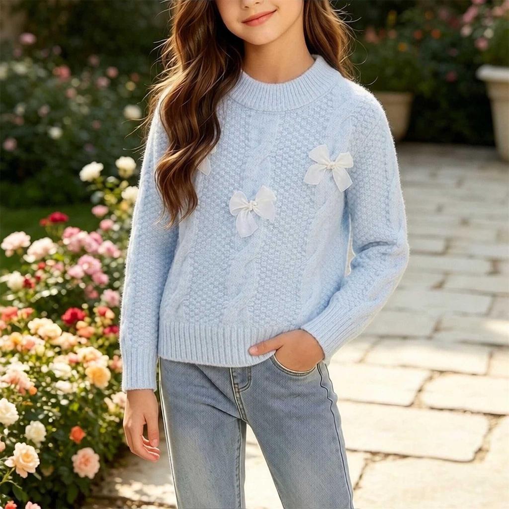 Girls Cable Knit Sweater with - Layering Top for Little Girls