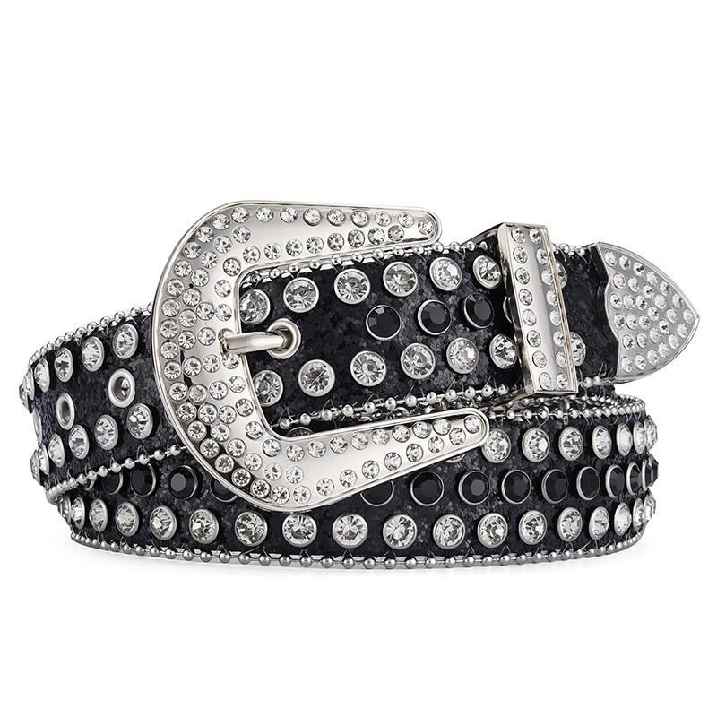 European and American Punk Rock Y2K Rhinestone Rivet Belts for Men and Women