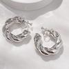 New Trendy Geometric Twisted Thick Hoop Clip Earrings Glossy Gold Huge Round Non Pierced Earrings for Women Punk Jewelry