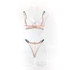 European & American Cross-Border Women's Sexy Bra Set with Card Pattern Embroidery, Transparent Lace, and Underwire Push-Up Design.