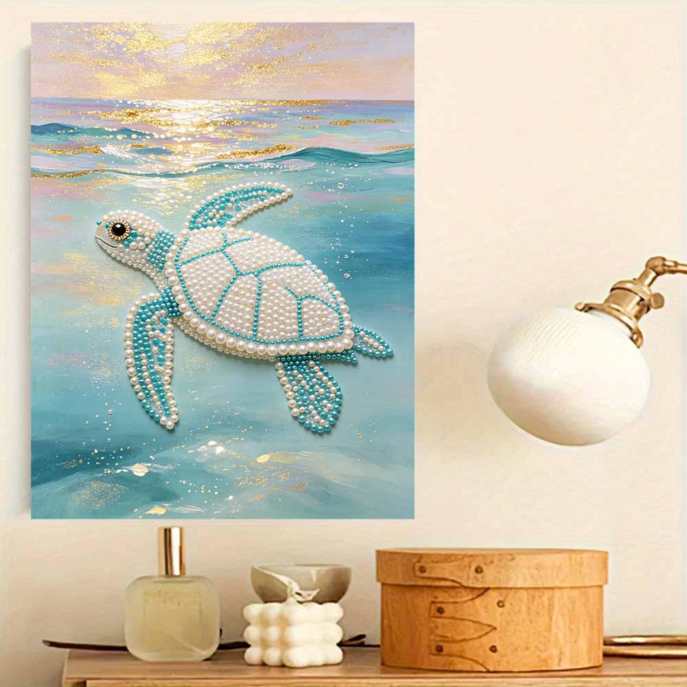 5D Round Pearl Painting Kit Ocean Sea Turtle Pattern DIY Handmade Rhinestone Art Home Interior Decor Gift