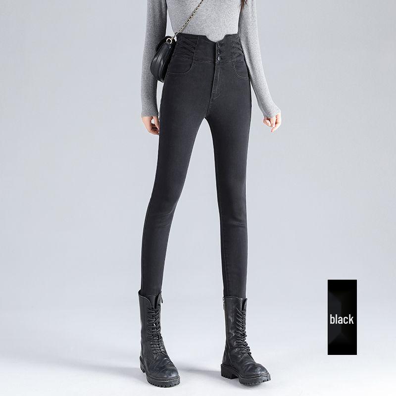 2025 Women s Stretchy Slim-Fit Blue-Gray Super High Waist Pencil Jeans 30