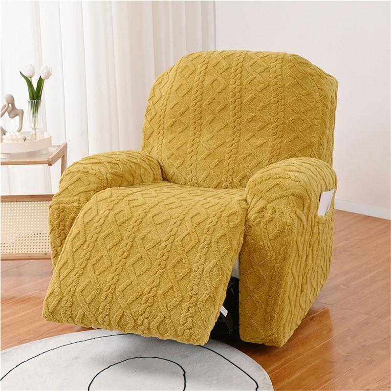 Elegant Sofa Protector Covers Set Recliner Cover In Geometric Pattern Plushie With Elastic Fit ( Single Seater)
