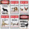 Vintage Beware of Dog, Metal Sign, Warning Danger, Protected Pit Bull Dog, No Bal, Wall Decor, Private Area Decoration, WY45