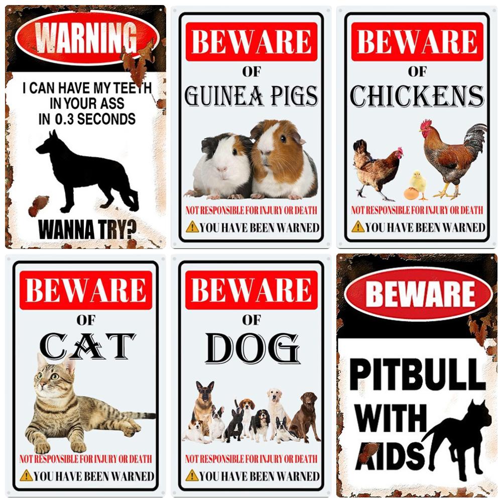Vintage Beware of Dog, Metal Sign, Warning Danger, Protected Pit Bull Dog, No Bal, Wall Decor, Private Area Decoration, WY45