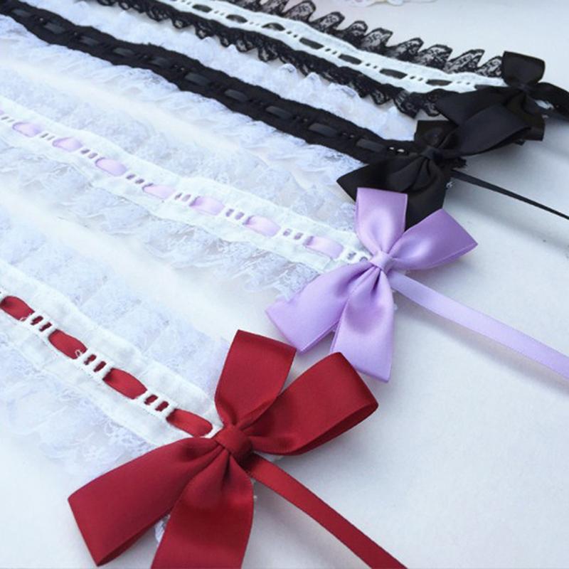 Lolita Tiara Headband Lolita Lace Bow Knot Ribbon Maid Diy Headband