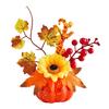 Rustic Autumn Floral Arrangement Fall Artificial Pumpkin Table Centerpiece, Fake Decoration with Sunflowers, Halloween Party Ornament Maple