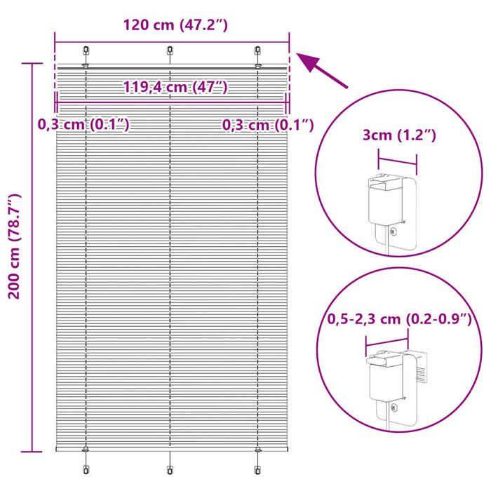 VidaXL Store Plissé Anthracite 120x200 Cm Largeur Du Tissu 119,4 Cm, Store Plissé De Fenêtre, Store Accordéon, Store Plissé 4015113