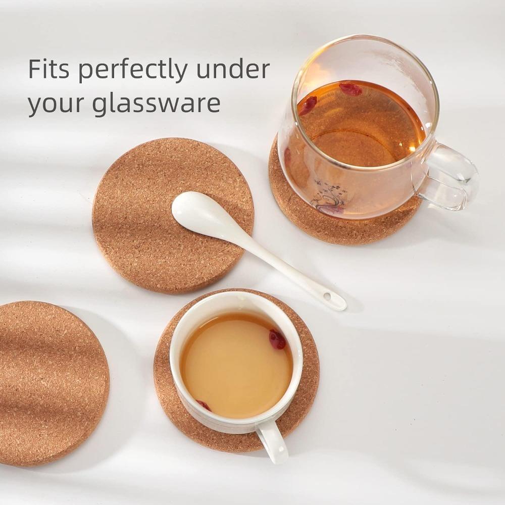 10pcs Natural Cork Coasters Round Wood Mats Durable Non Slip Tea Coffee Cup Drink Holder for Table Decoration DIY Home Supplies