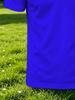 Men's Short-Sleeve Polo Shirt, Available in Multiple Sizes. Features a Button- Collar with a Small Letter Print on the Chest on a Blue Background.