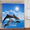 3D Dolphin Bathroom Shower Curtain Waterproof Polyester Fabric Kids Bath Curtain with 12 Hooks Cute Cortinas Washable Home Decor