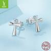 Simple Cross Plain Silver Stud Earrings Personalized Fashion S925 Sterling Silver Stud Earrings