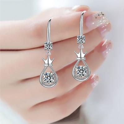Tiara Earrings Ladies Senior Sense All Matching Water Drop Earrings Long Section Senior Sense Temperament Ear Hook