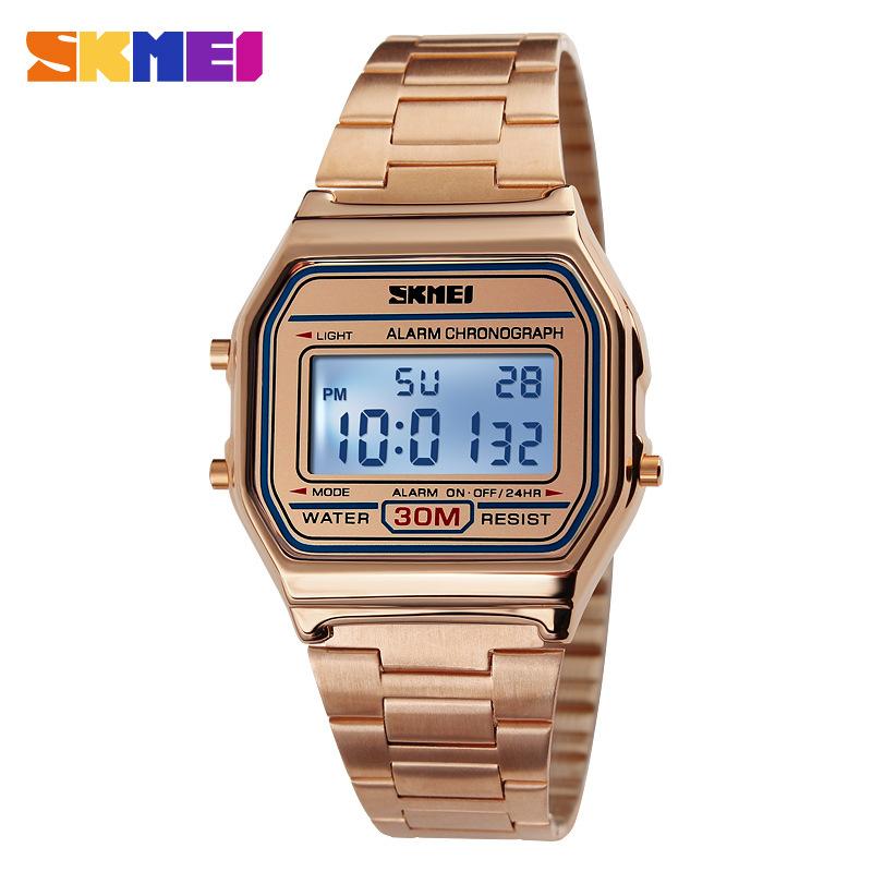 Men's retro alloy watch waterproof electronic watch fashionable square personalized men's watch steel belt light watch