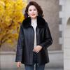 LangSha Women's Plush Lined Mid-Length Faux Leather Winter Jacket