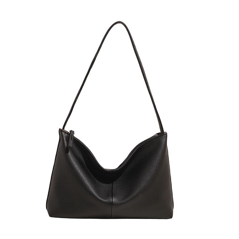 Large capacity bag women's summer new 2025 fashion shoulder bag texture lychee pattern bucket bag commuter tote bag