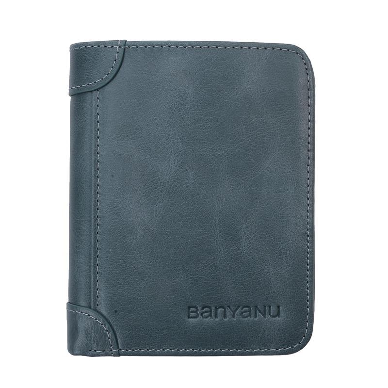 Vintage Head Layer Leather Tri-Fold Section Anti-Theft Brush Ultra-Thin Head Layer Cowhide Short Leather Wallet