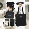 Four-piece Student Schoolbag Korean Version, Lightweight Tutoring Backpack, Fresh, Sweet, Simple and Large-capacity Canvas Bag