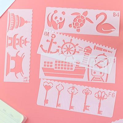New Long Strip 3 Generation Painting Template 12 Models 8 a Set of Hand Copy Newspaper Painting PET Template Small Ruler Set