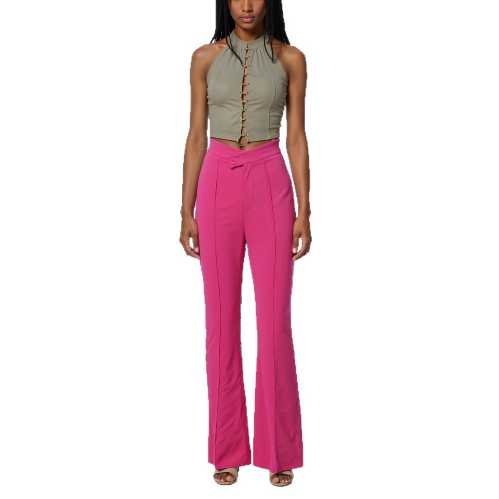 European and American SHEIN hot-selling women's clothing new zipper trousers casual high-waisted straight-leg suit pants