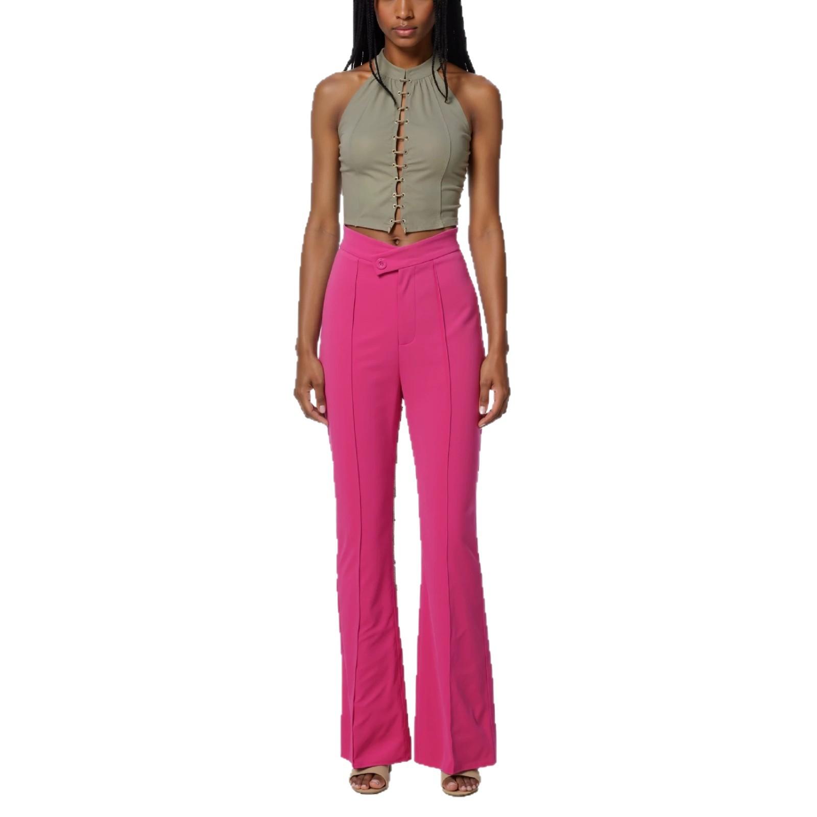 European and American SHEIN hot-selling women s clothing new zipper trousers casual high-waisted straight-leg suit pants XS