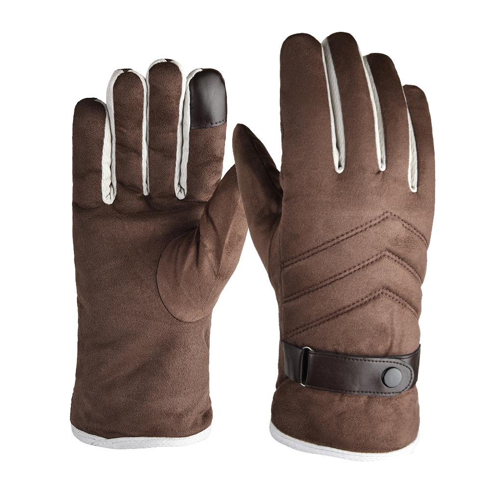 Suede Fleece Gloves for Men In Winter Thickened with Fleece  Warm Touch Screen  Outdoor Cycling Windproof and Anti Slip Gloves