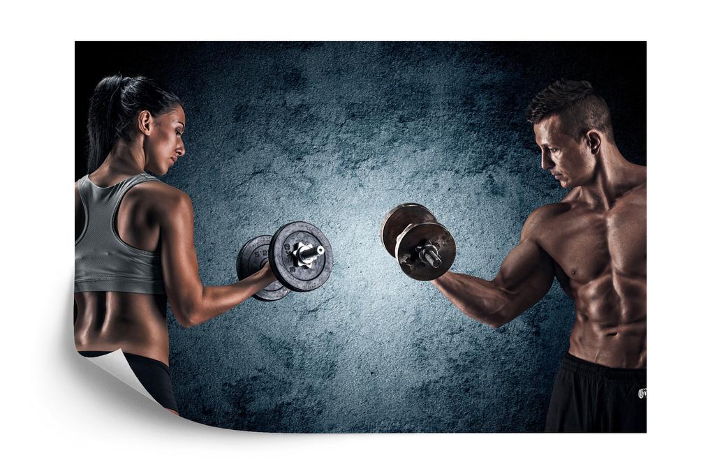 Photomural Muscular Man An Athletic Woman Structural Vinyl 180x120