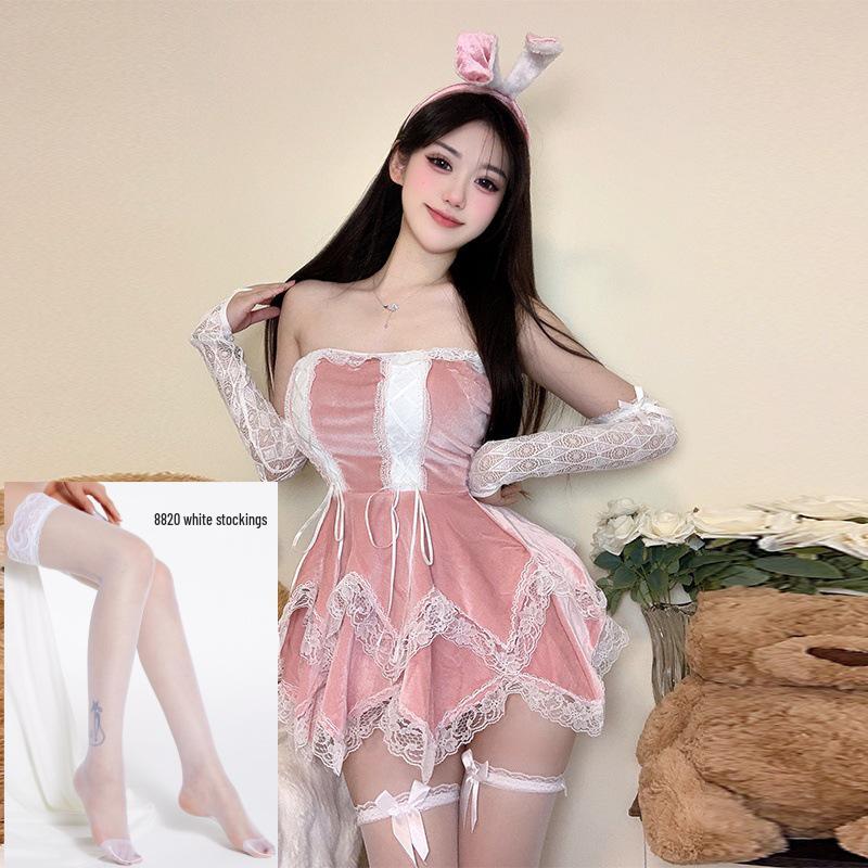Red Christmas Cut-out Waist Temptation Pajamas - Sexy Couple Role-play Outfit