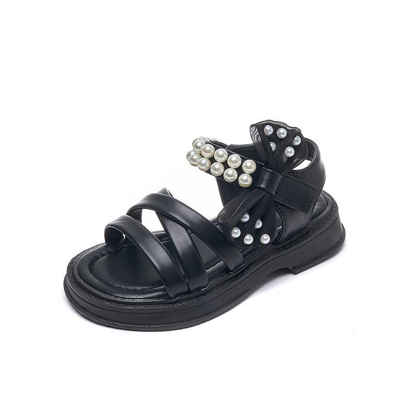 Girls' Summer Pearl Sandals - Casual, Versatile Princess Shoes for Beach Perfect for Small & Medium Children