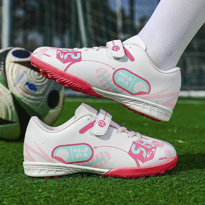 2025 New Children's Football Shoes Students Boys and Girls TF Broken Nails Velcro Women's Training Sneakers