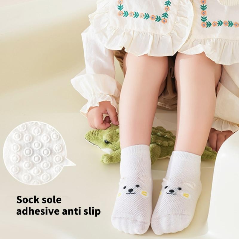 Baumwoll Socken mit Anti-Rutsch-Sohle für Mädchen Jungen Atmungsaktive Knöchelsocken Hohe Elastische Grip Socken Baby Knöchelsocken
