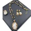 High-End Baroque Pearl & Tourmaline Sweater Chain Three-Piece Set with Natural Freshwater Pearls