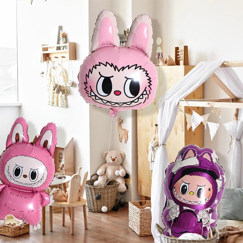 5Pcs Cute Cartoon Labubu Aluminum Film Balloon Kids Birthday Party Decoration Baby Shower Inflatable Toy