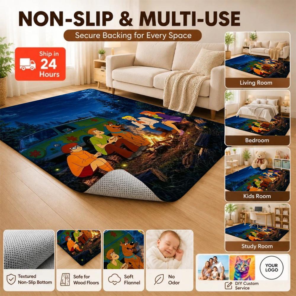 Mystery Inc Campfire Night Tales Printed Rug Soft Texture Nonslip Carpet For Kids Bedroom Play Area Home Decor Great Holiday Gift