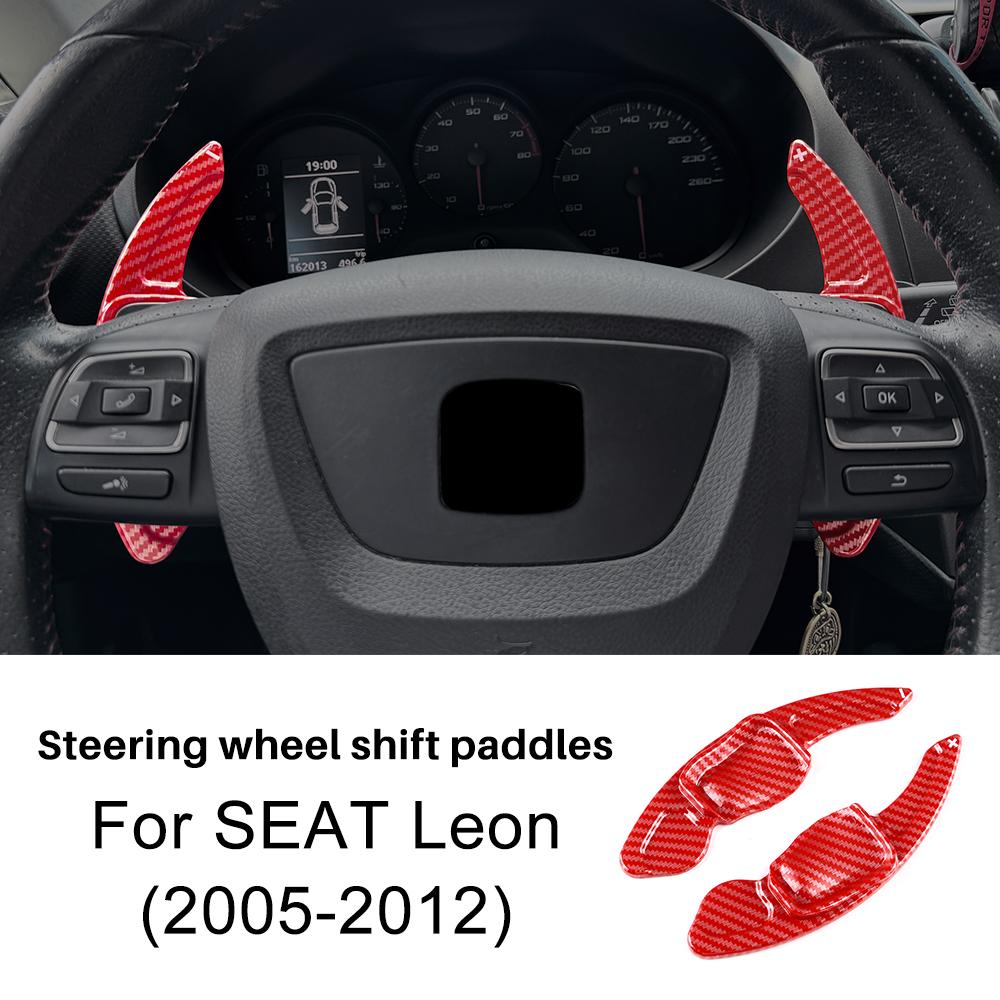 For Seat Leon 2005 2006 2007 2008 2009 2010 2011 2012 Carbon Fiber Style TOP ABS Car Steering Wheel Paddle Shifter Cover