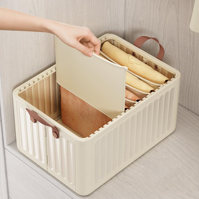 1pc Drawer Clothes Storage Box Foldable Grid Clothes Trousers Storage Basket Large-capacity Storage Box Wardrobe Organizer