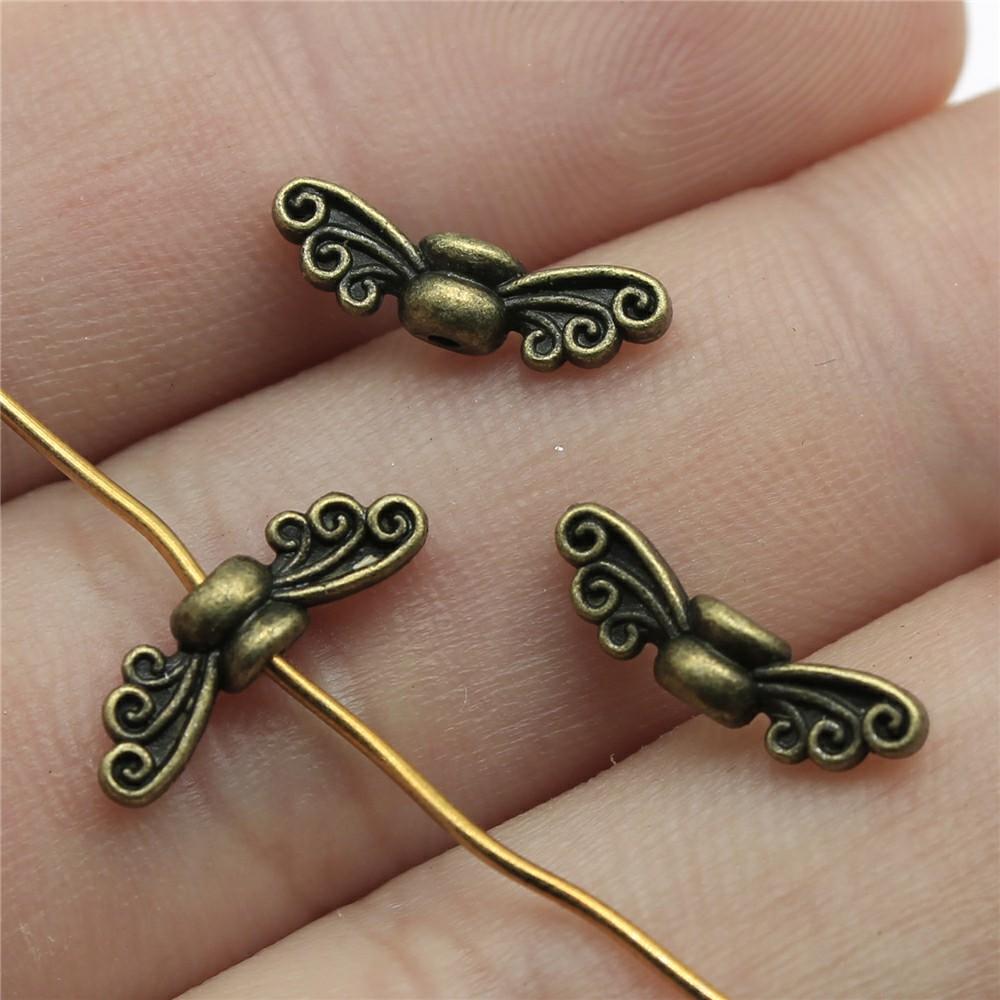 20pcs Angel Wing Small Hole Beads For Jewelry Making Antique Silver Color DIY Crafts Making Findings Handmade Jewelry Findings