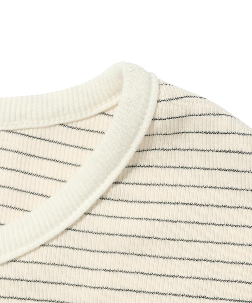 CARGOBROS FOR WOMAN French Ringer Stripe Short Sleeve T-Shirt (Beige)