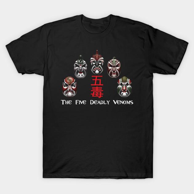 Men Black Print T-shirt The Five Deadly Venoms No-Cut Transfer Paper Print Cotton Tshirt S чёрный