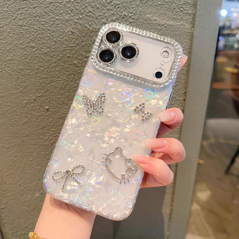 Butterfly Bow Tie Hollow Kt Cat Mobile Phone Case for Iphone16Promax All-inclusive Apple 17 Shell Pattern Hard Case