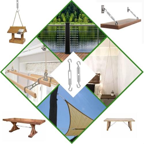 Doshu (Doshu) Stainless Steel Turnbuckles, M5, M6, M8, Set of 6, CC/OC Type, Wire Parts, Hook, Adjustable Tension, Wire Rope Fixation, SUS304, Rust-Re