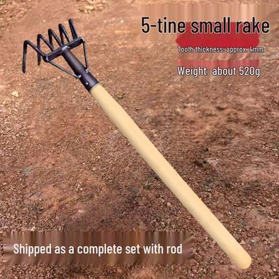 Five-Tooth All-Steel Rake for Beach, Clam Digging, and Gathering Seafood