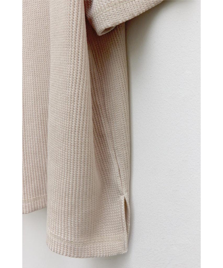YOUTH Waffle Henley Neck H/S T-Shirt - Light Beige