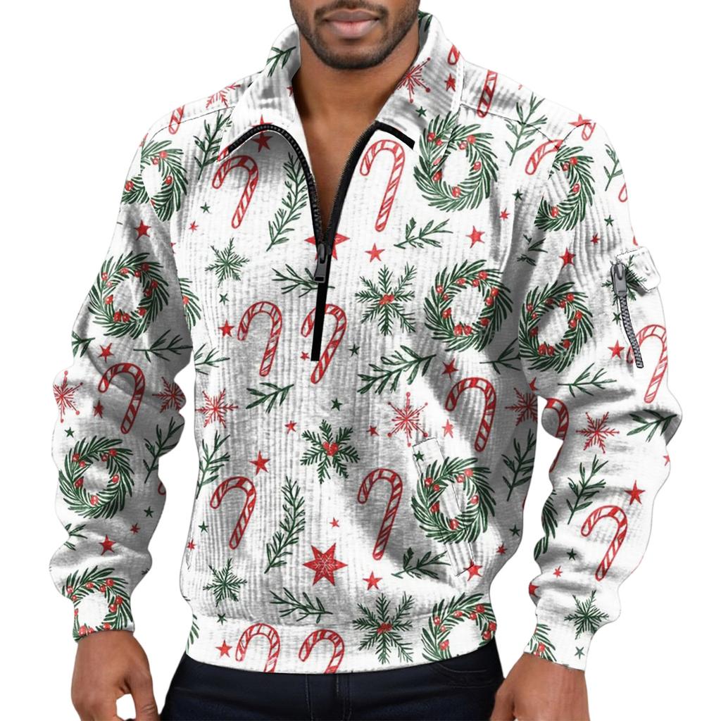 Men's  Flip Collar  Long Sleeves  Half Zipper  Hoodie