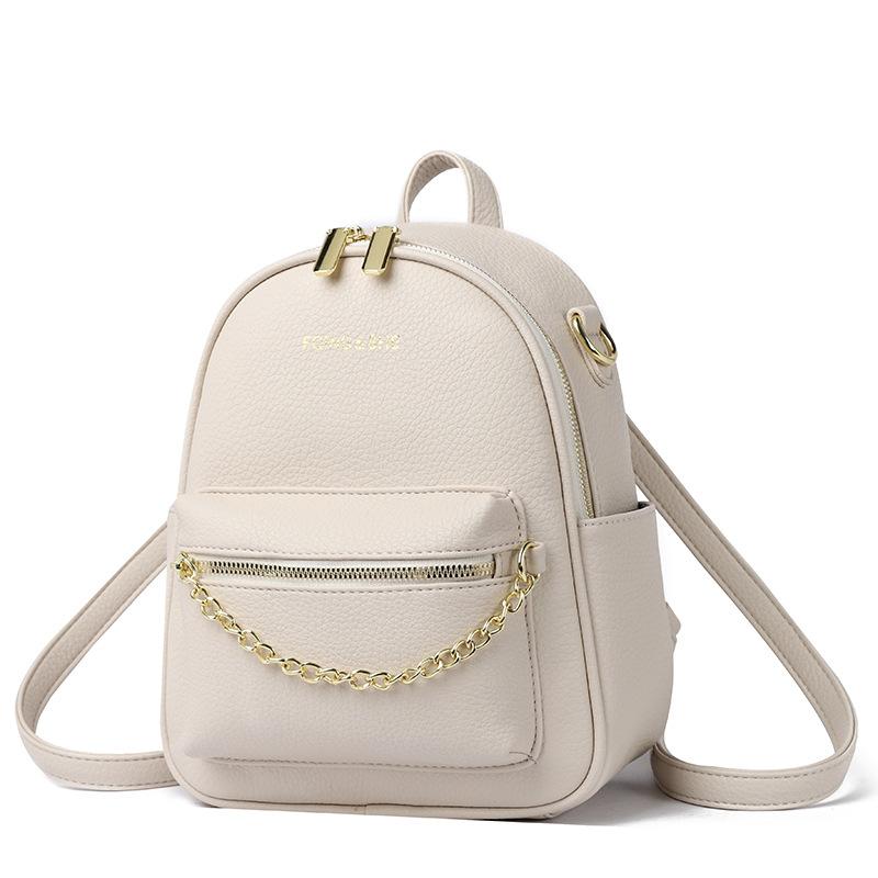 

Solid Color Soft Leather Backpack for Women, New Korean Version, Trendy, Fashionable, Simple, Versatile Backpack, Multi-purpose Backpack слонова кістка