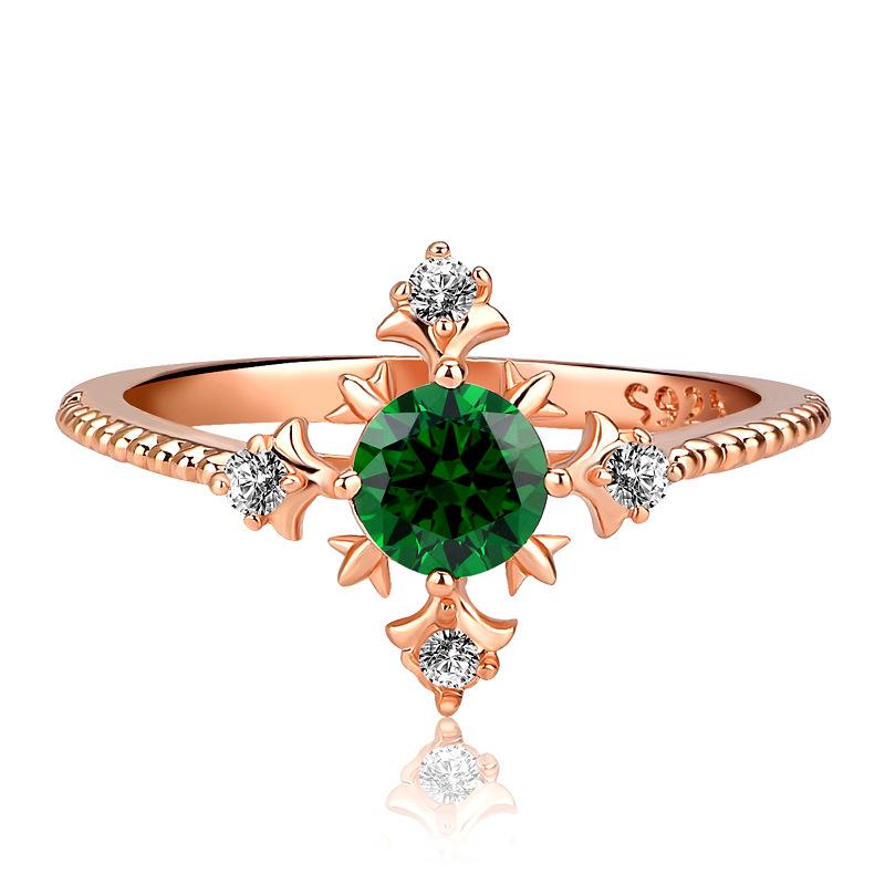 Elegant Green Zircon Copper Ring - Perfect Christmas Gift for Her